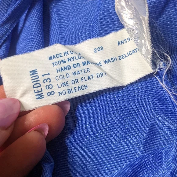 Lady Camo high slit vintage negligee lingerie slip dress EUC royal blue Medium - Picture 4 of 6